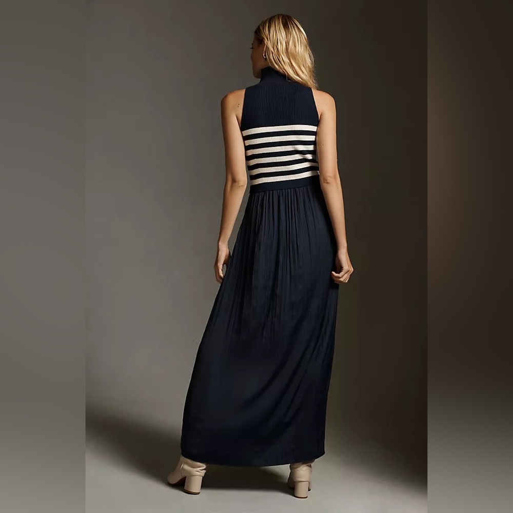 Anthropologie Navy and Cream Striped Maxi Dress - Picture 2 of 9